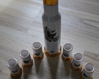 Liqueur set schnapsset with hunting motifs - rarity