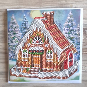 Karte Grußkarte Diamond Painting Lebkuchenhaus inkl. Umschlag - Handarbeit