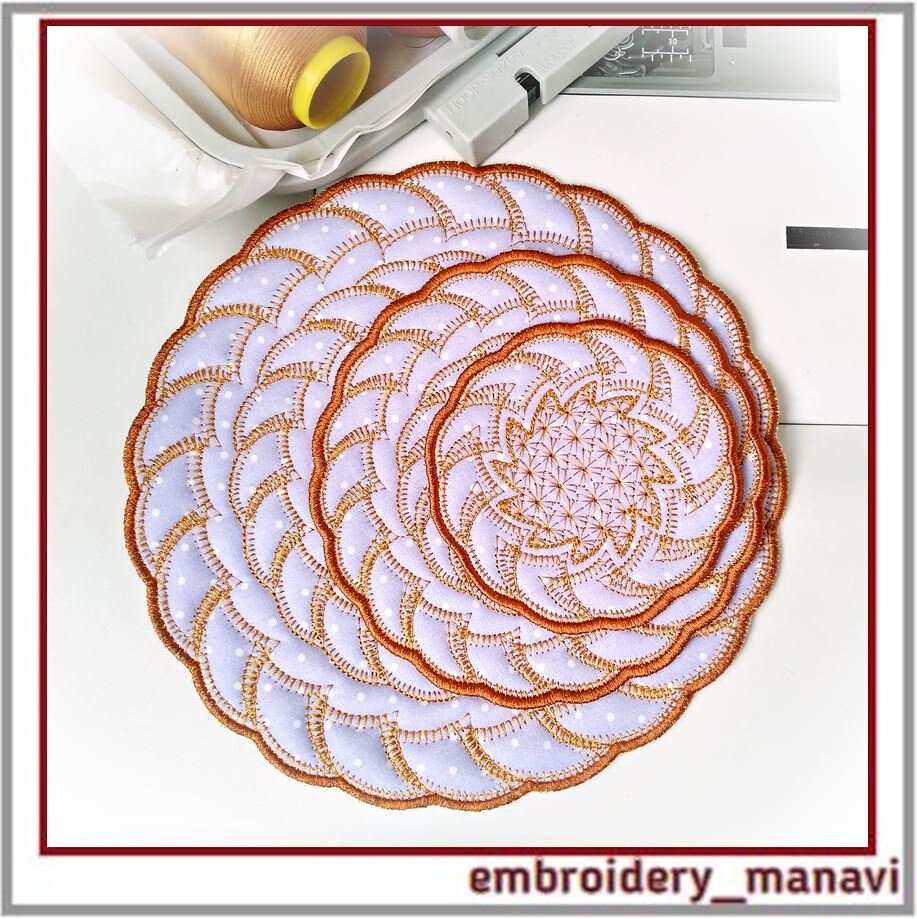 Napkin hot plate holder or mug. Digital machine embroidery Etsy