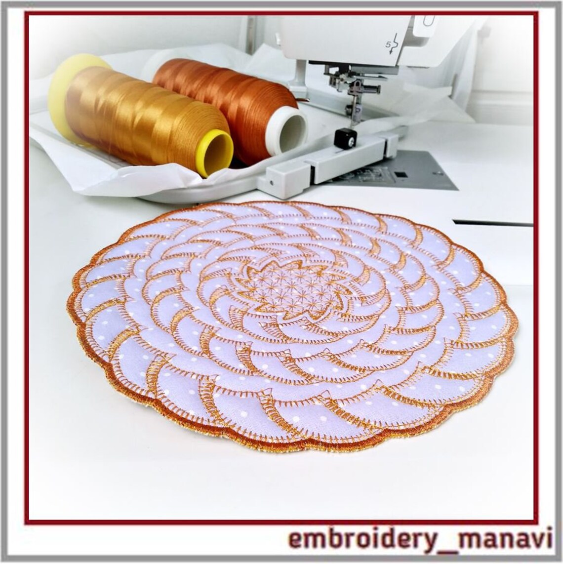 Napkin hot plate holder or mug. Digital machine embroidery Etsy