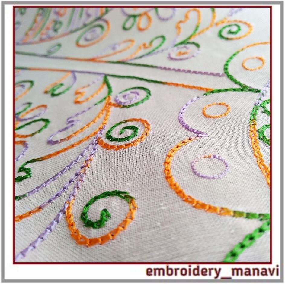 Tambour monochrome machine embroidery design/beautiful design Etsy