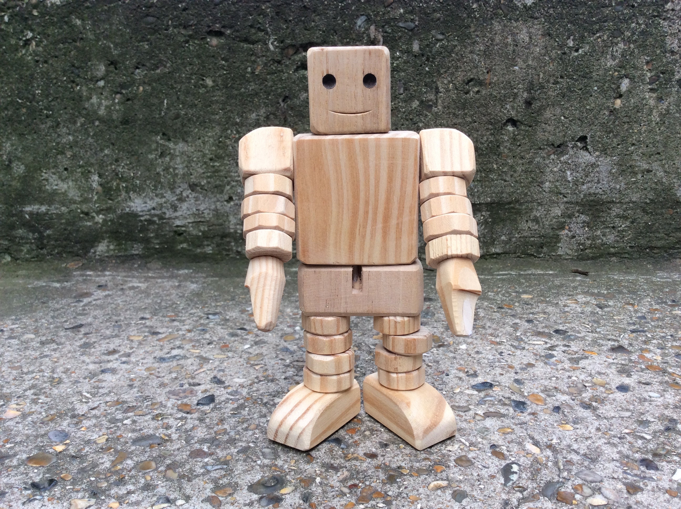 Children's handmade toy Robot Pine Wood Etsy