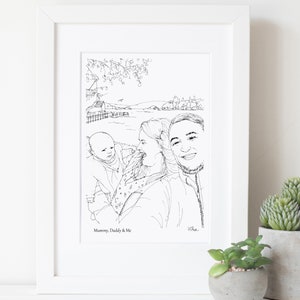 Personalised Family And friends sketch, Family Line Drawing, Bespoke Wall Art, Christmas Gift, Best Friends Sketch
