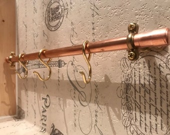 Tuyau en cuivre casserole ustensile pot rail 70cm rack, steampunk, or rose, cuisine, industriel, loft, rétro, chic, vie urbaine