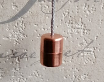 Copper light pull with cord, stubby, switch, retro, vintage, industrial, modern, steampunk, country, cottage, rose gold, house warming