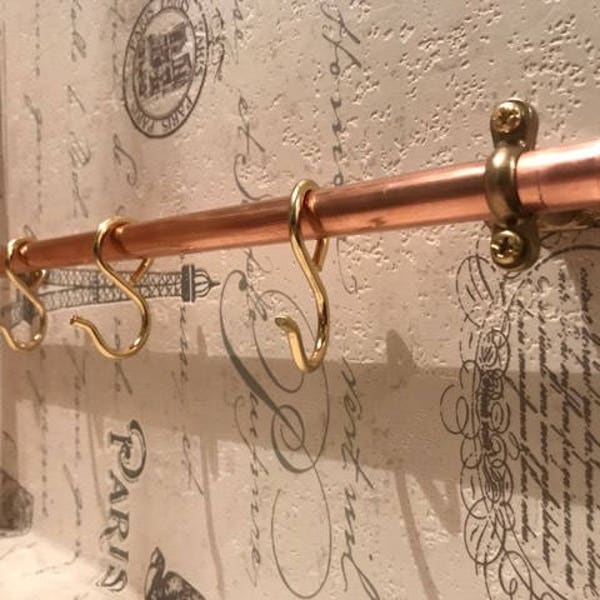 Copper pipe pan utensil rail rack 50cm, steampunk, rosegold, kitchen, industrial, loft, retro, chic, urban living