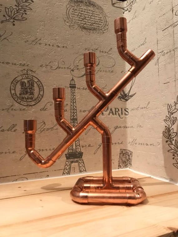 copper pipe four candle angled candelabra candlestick copper pipe four candle angled candelabra candlestick