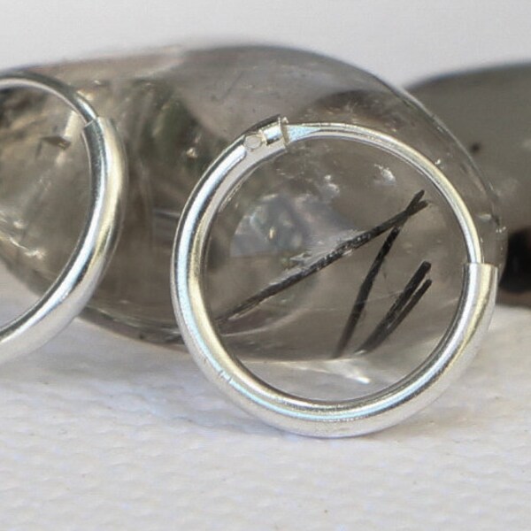 Small sterling silver hoop earrings,  10 mm hoops