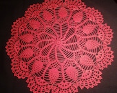 Red doily-christmas doily-16,8 inches-crochet doily-round doily-christmas decor-pineapple doily-gift for christmas-red tablecloth