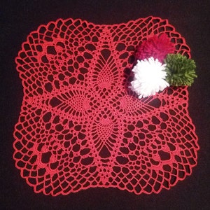 Red doily-christmas doily-crochet doily-christmas decor-gift for christmas-red tablecloth