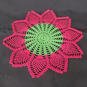 Red green doily 13 in-christmas doily-crochet doily-christmas decor-gift for christmas-red tablecloth