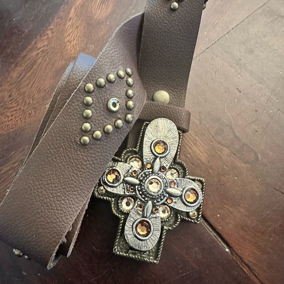 Vintage Leatherrock Studded/Embelished Belt - image 7