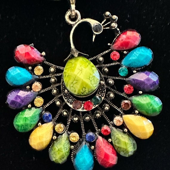 Vintage Beaded Peacock Necklace - image 2