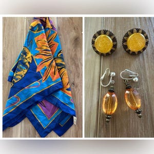 Vintage I.Shalom  Scarf w/ Clip On Vintage Earrings