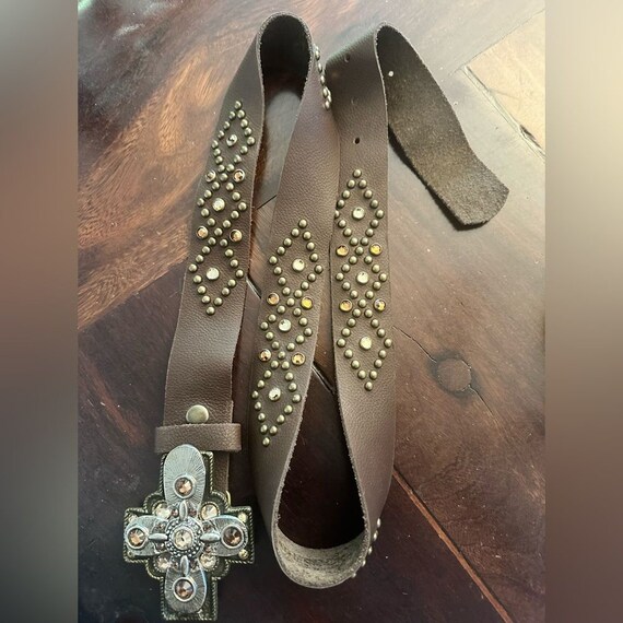 Vintage Leatherrock Studded Leather Belt Fsjzc Men and Women Leather Rock Belt with Silver Bullet  main image 4