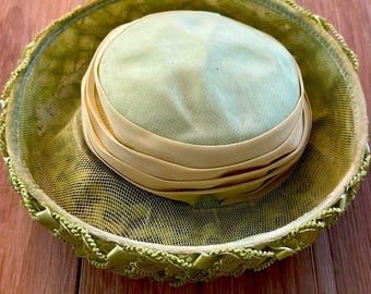 Vintage Union Made Ribbon Brimmed Hat s-l400.jpg main image 3