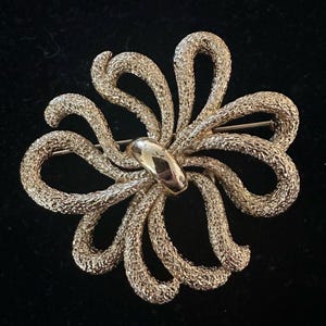 Monet Signed Gold Bow Brooch