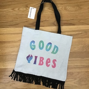 Good Vibes canvas tote Handcrafted