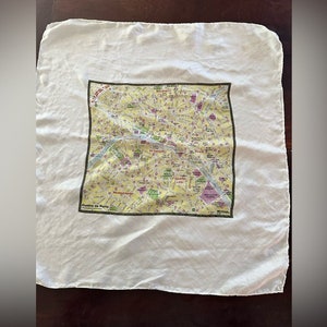 Vintage Artys Silk Centre De Paris Map Scarf