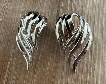 Vintage Coro Silver Clip on Earrings Signed