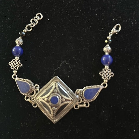 Tibetan Silver/Lapis Bracelet Handcrafted - image 1
