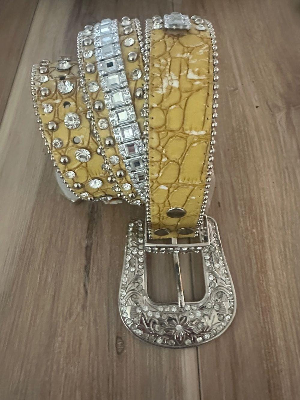 Yellow Rhinestone Western Belt - Etsy