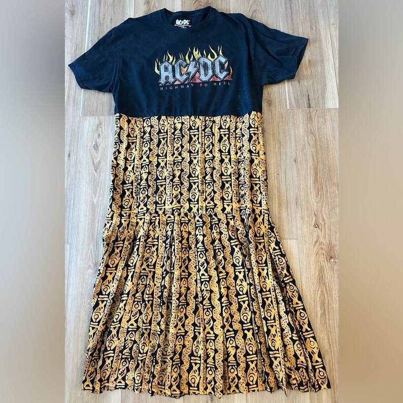 Custom AC/DC Band Tee Dress L/XL upcycled - Etsy