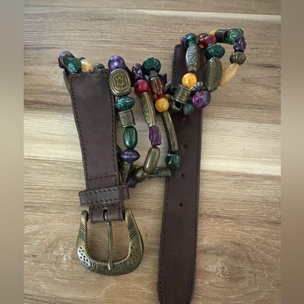 Vintage the Limited Leather/beaded Belt S - Etsy display picture 3