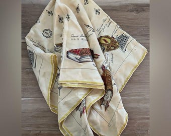 Lenço de seda parisiense vintage dos anos 50