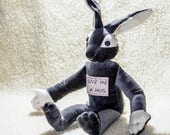 handcrafted bunny, mascot the rabbit, plushy bunny "Give me a hug"