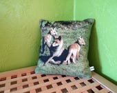 printed cushion cover with foxes family, printed pillow cover with animal