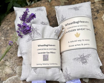 Hermoso regalo de bolsa de trigo con aroma a lavanda para microondas, con un hermoso estampado de abejorro, almohadilla térmica holística perfecta para jardineros.
