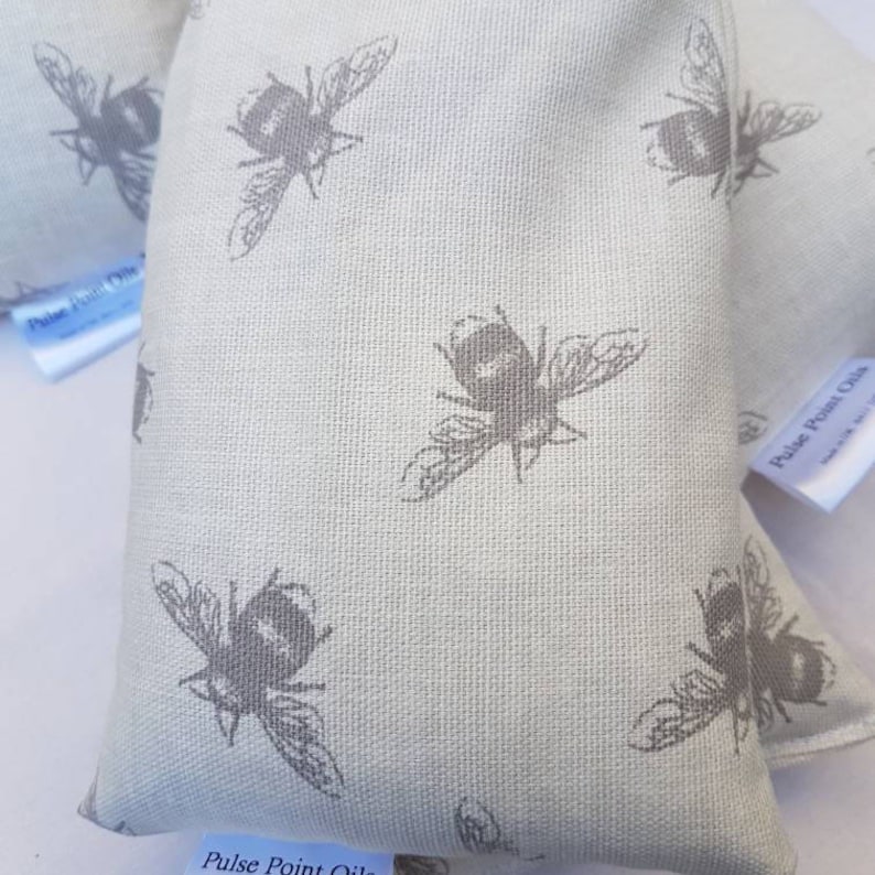 Beautiful Microwave lavender scented, wheat bag gift, in a lovely bumble bee print, perfect gardeners holistic heat pad. image 5