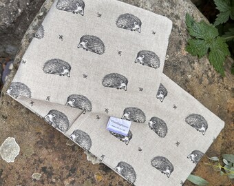 New cover for wheat bag. Hedgehog printed washable sleeve for wheat bags. Replacement removable covers specially made to fit our wheat bags