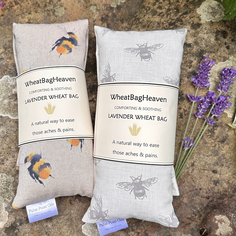 Beautiful Microwave lavender scented, wheat bag gift, in a lovely bumble bee print, perfect gardeners holistic heat pad. image 10