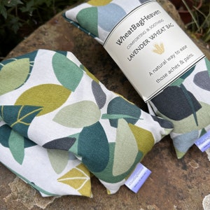 Green spruce botanical printed reusable heat pad, microwave wheat bag with fragrant dried lavender perfect gift idea for your green fingered gardener buddies