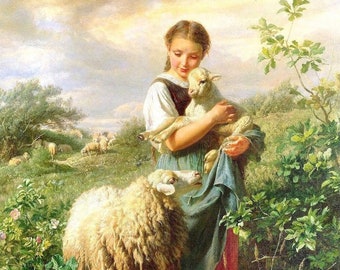 Counted Cross Stitch Pattern "The Shepherdess by Johann Baptist Hofner"