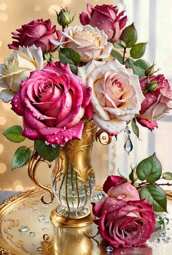 Counted Cross Stitch Pattern roses in a Vase 97 - Etsy