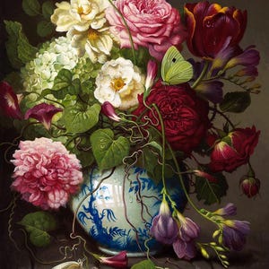 Counted Cross Stitch Pattern &quot;Floral with Morning Glories 23&quot;