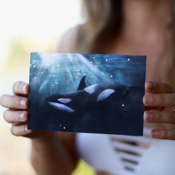 Orca Postcard -  Painted in Hawaii by Danielle Burnside Art