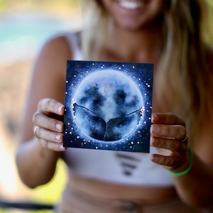 Moon Tail Mermaid Postkarte Stationär gemalt in Hawaii von Danielle Burnside Art