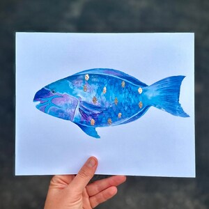 Parrot Fish Ocean Decor Painted in Hawaii by Danielle Burnside Art