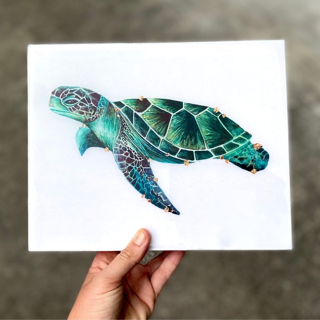Green Sea Turtle Art painted in Hawaii by Danielle Burnside Art - Etsy