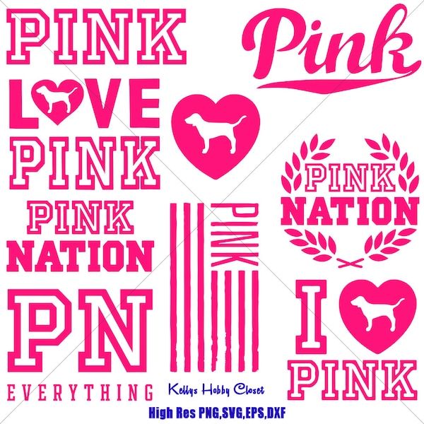 Love of Pink SVG Bundle, Nation, A Pink Dog, svg, png, dxf, eps