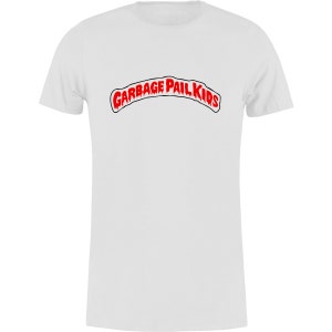 May include: White t-shirt with a red "Garbage Pail Kids" logo in a dripping font.