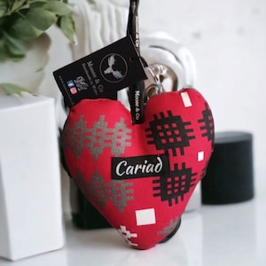 Welsh Tapestry print Hanging Hearts