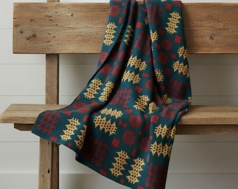 Teal Multi farbige walisische Gobelin Decke Design Wirf, Gewebte Wirft