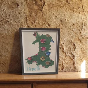 Hiraeth Rahmen, Landkarte von Wales Rahmen, Schafstoff