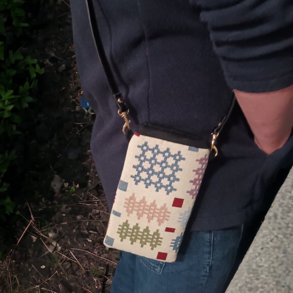Welsh tapestry blanket design Mini crossbody bag, phone bag
