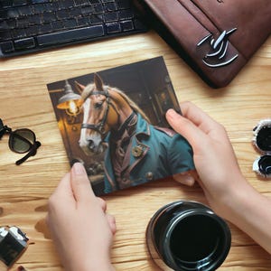 スチームパンク動物写真スタイルのグリーティングカード、誕生日カード、白紙のカード